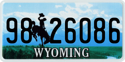 WY license plate 9826086