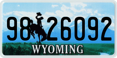 WY license plate 9826092