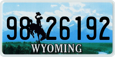 WY license plate 9826192