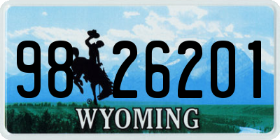 WY license plate 9826201