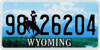 WY license plate 9826204