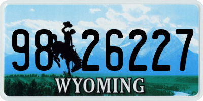WY license plate 9826227