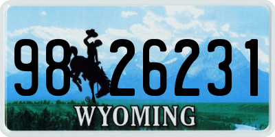 WY license plate 9826231