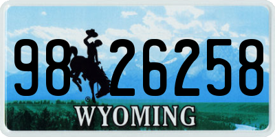 WY license plate 9826258
