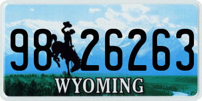 WY license plate 9826263