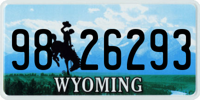 WY license plate 9826293