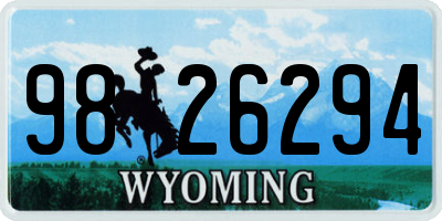 WY license plate 9826294