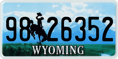 WY license plate 9826352