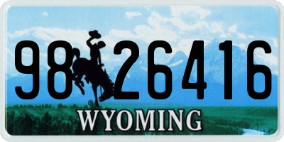 WY license plate 9826416