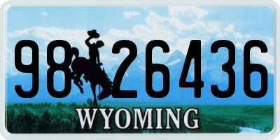 WY license plate 9826436