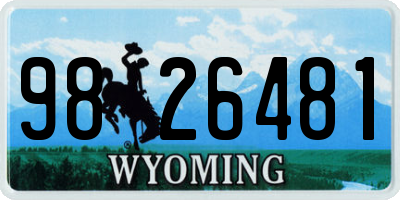 WY license plate 9826481