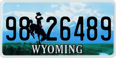 WY license plate 9826489