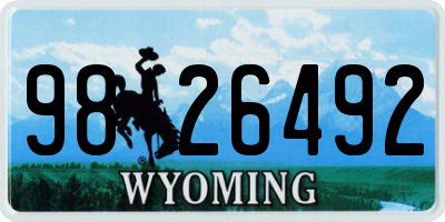 WY license plate 9826492