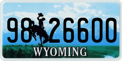WY license plate 9826600
