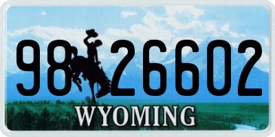 WY license plate 9826602