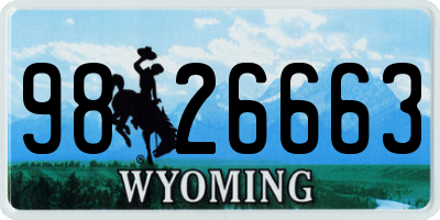 WY license plate 9826663