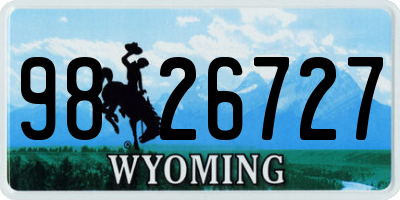 WY license plate 9826727