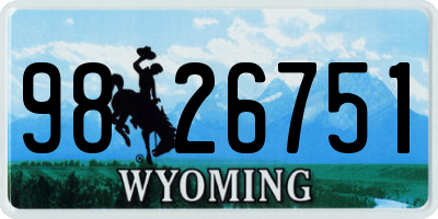 WY license plate 9826751