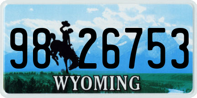 WY license plate 9826753