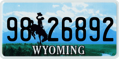 WY license plate 9826892