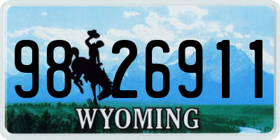 WY license plate 9826911