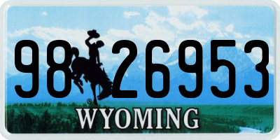 WY license plate 9826953