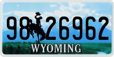 WY license plate 9826962