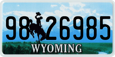 WY license plate 9826985