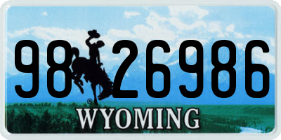 WY license plate 9826986