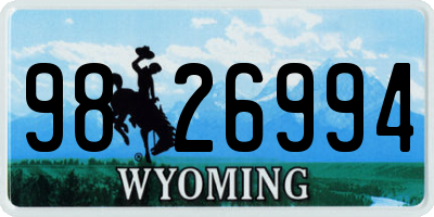 WY license plate 9826994