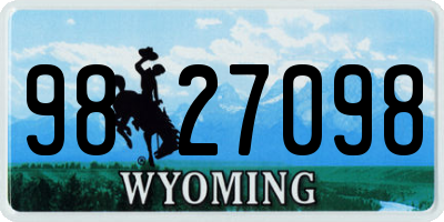WY license plate 9827098
