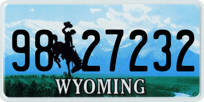 WY license plate 9827232