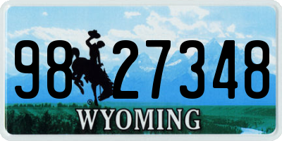 WY license plate 9827348