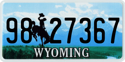 WY license plate 9827367