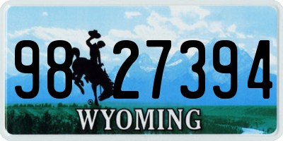 WY license plate 9827394