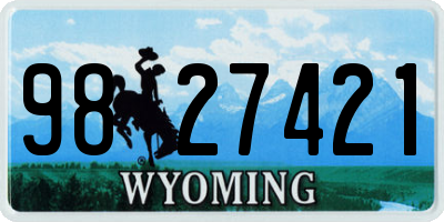 WY license plate 9827421