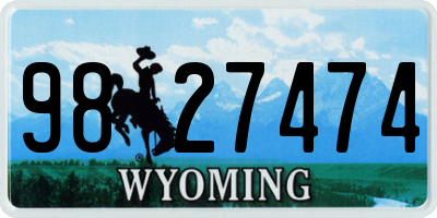 WY license plate 9827474