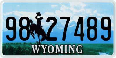 WY license plate 9827489