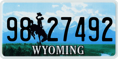 WY license plate 9827492