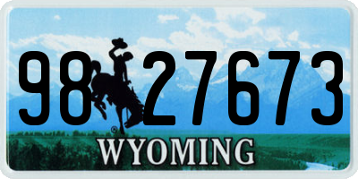 WY license plate 9827673