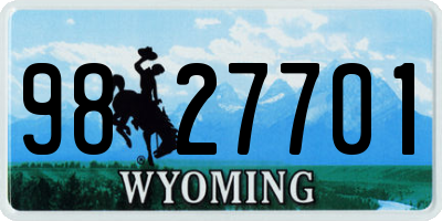 WY license plate 9827701