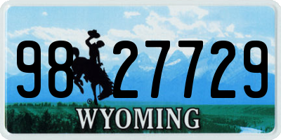 WY license plate 9827729