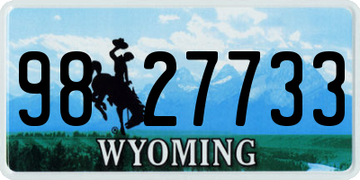 WY license plate 9827733