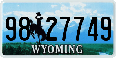 WY license plate 9827749