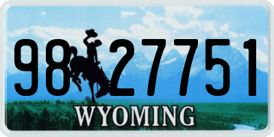 WY license plate 9827751