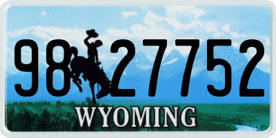 WY license plate 9827752