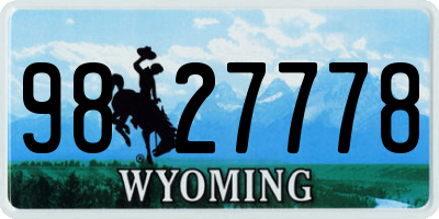 WY license plate 9827778