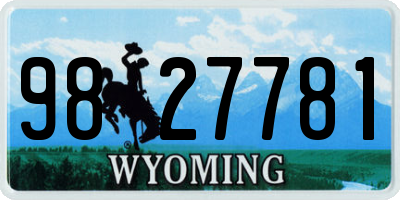 WY license plate 9827781