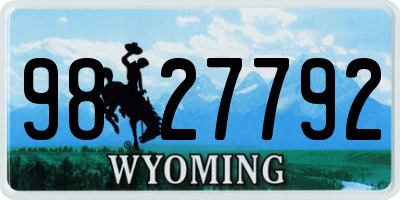 WY license plate 9827792