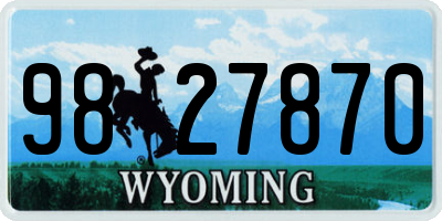 WY license plate 9827870